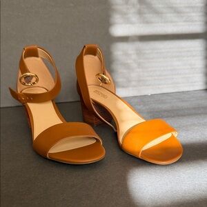 Michael Kors Brown Lena Flex Open-Toe Heels, Size:6.5